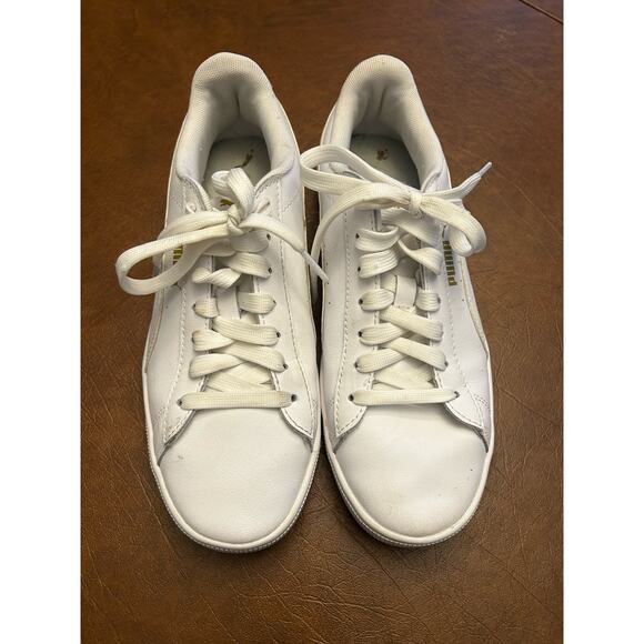 Puma Vikky White/Gold V2 Low Top Leather Women's Lace Sneakers US 7.5 - Picture 1 of 7